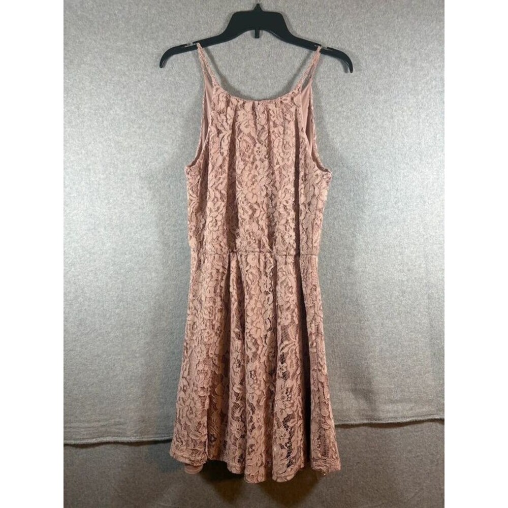 Francesca's dusty pink lace fit-and-flare mini dress